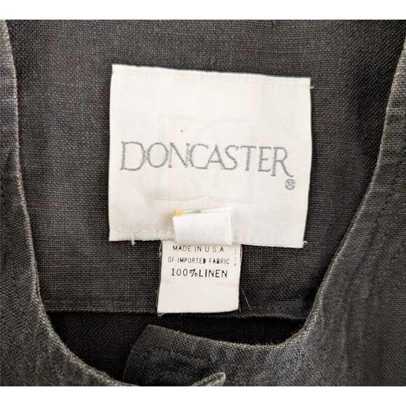 Doncaster 100% Linen Women's 12 Black Button Front Cardigan Top Jacket - Picture 6 of 8